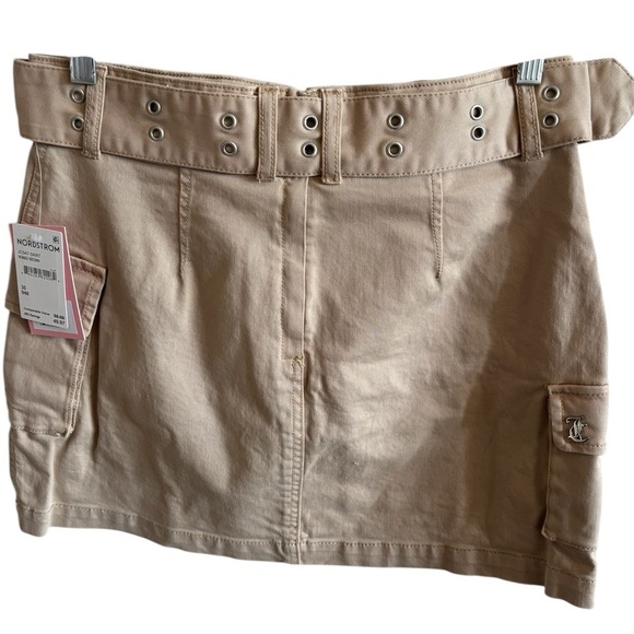 Juicy Couture Denim Mini Cargo Skirt w/Belt Nomad Brown Women’s 30 (12) NWT - Picture 3 of 9